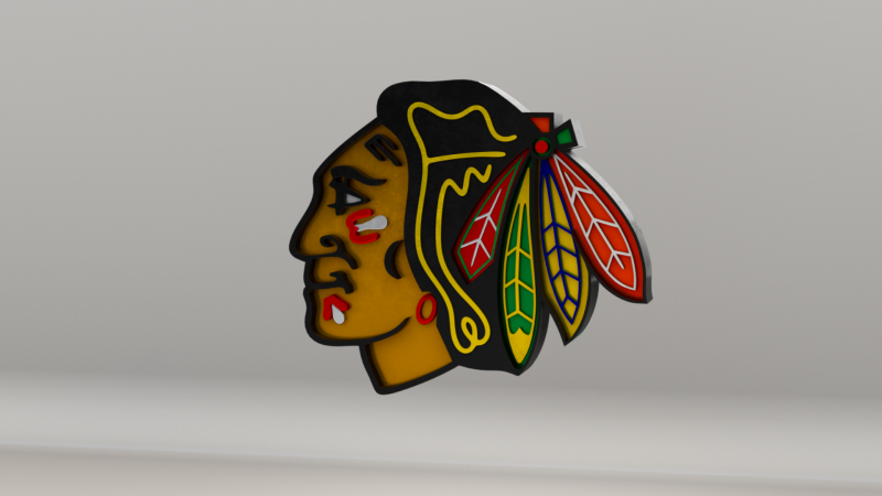 NHL Chicago Blackhawks Logo 3D Model .c4d .max .obj .3ds .fbx .stl .blend
