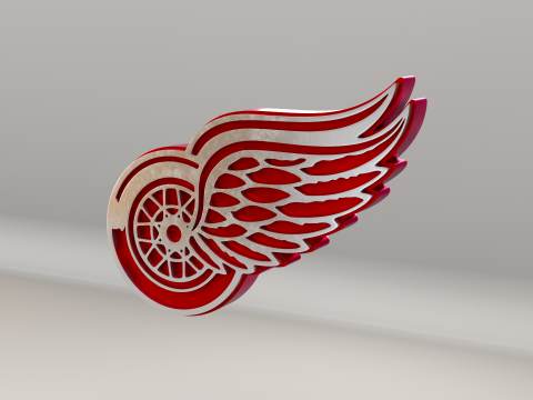 NHL Detroit RedWings Logo 3D Model