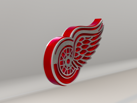 NHL Detroit RedWings Logo 3D Model