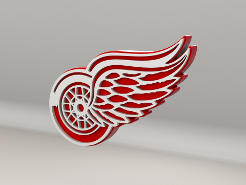 NHL Detroit RedWings Logo 3D Model