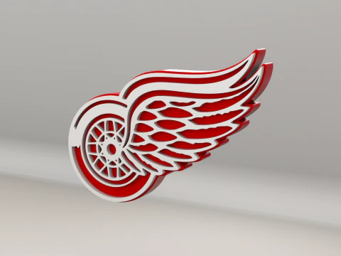 NHL Detroit RedWings Logo 3D Model