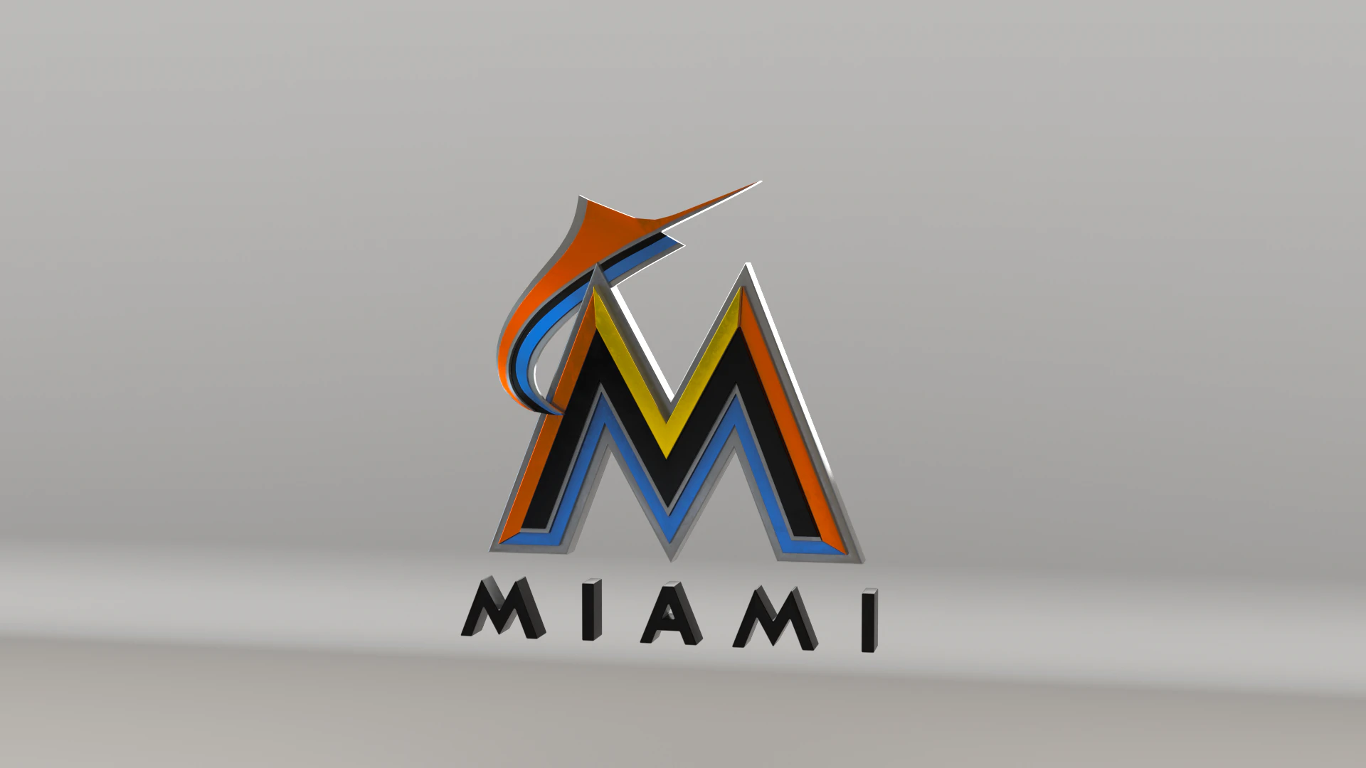 MLB Miami Marlins V1 Team Logo 3D Model .c4d .max .obj .3ds .fbx .stl .blend 