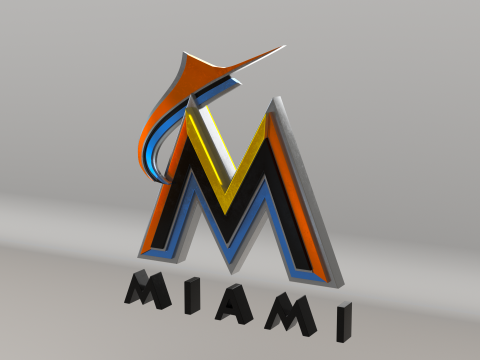 MLB Miami Marlins V1 Team Logo 3D Модель