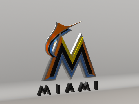 MLB Miami Marlins V1 Team Logo 3D Модель