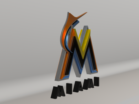MLB Miami Marlins V1 Team Logo 3D Модель