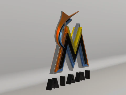 MLB Miami Marlins V1 Team Logo 3D Model