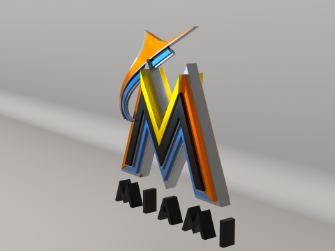 MLB Miami Marlins V1 Team Logo 3D Модель