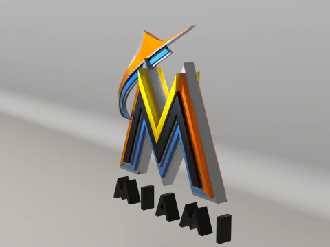 MLB Miami Marlins V1 Team Logo 3D Model