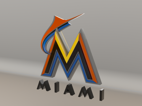 MLB Miami Marlins V1 Team Logo 3D Модель