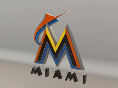 MLB Miami Marlins V1 Team Logo 3D Model