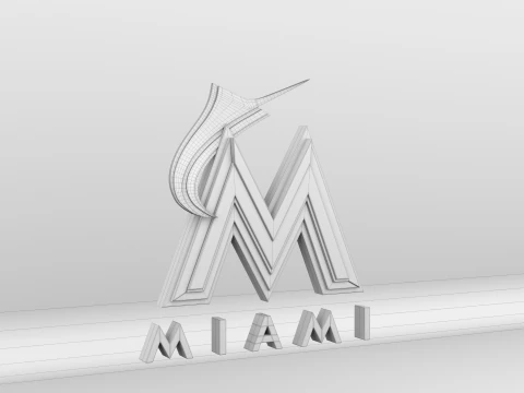 MLB Miami Marlins V1 Team Logo 3D Model