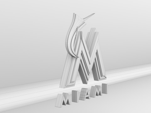 MLB Miami Marlins V1 Team Logo 3D Модель
