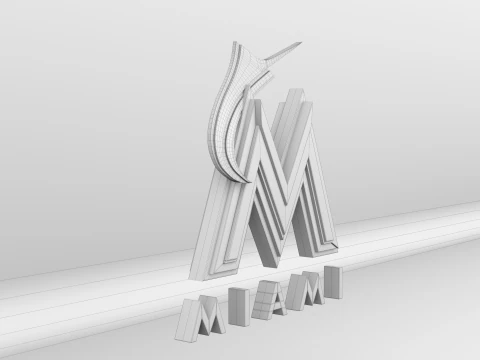 MLB Miami Marlins V1 Team Logo 3D Model