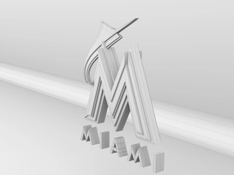 MLB Miami Marlins V1 Team Logo 3D Model