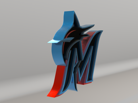 MLB Miami Marlins V2 Team Logo Modèle 3D