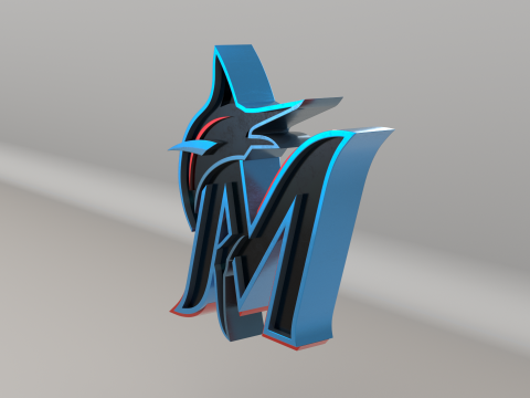 MLB Miami Marlins V2 Team Logo Modèle 3D
