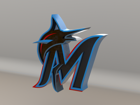 MLB Miami Marlins V2 Team Logo Modèle 3D