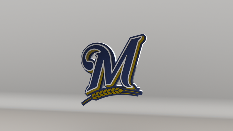 MLB Milwaukee Brewers V1 Team Logo Model 3D .c4d .max .obj .3ds .fbx .stl .blend