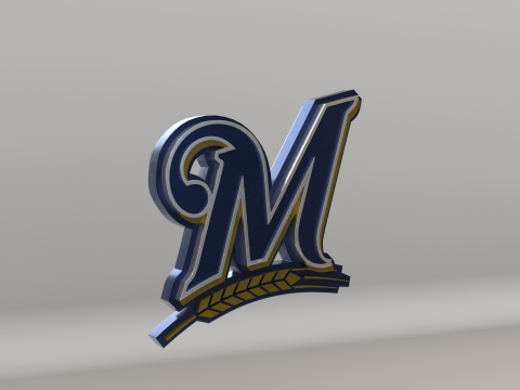 MLB Milwaukee Brewers V1 Team Logo Model 3D