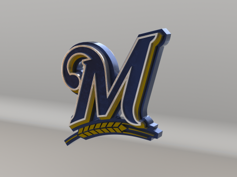 MLB Milwaukee Brewers V1 Team Logo Model 3D