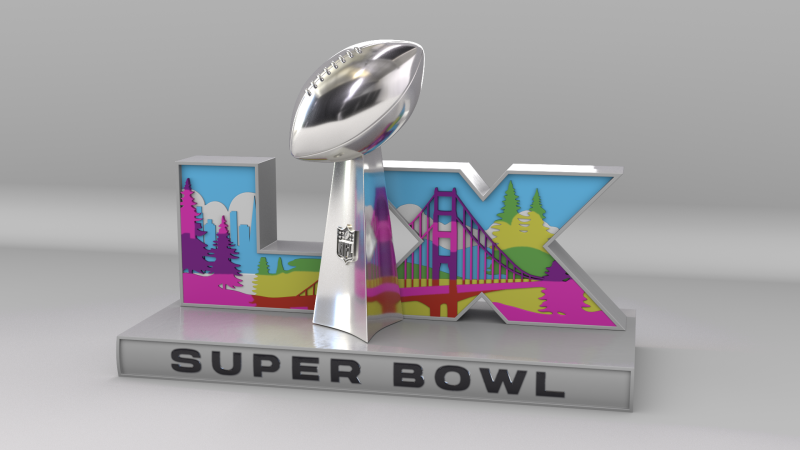 NFL 超级碗 LX 徽标 3D 模型 .c4d .max .obj .3ds .fbx .stl .blend 