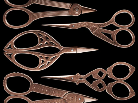 빈티지 가위 5개 세트 3D 모델