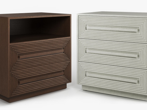 Wood Chest Nightstand Currey and Company 3D Model