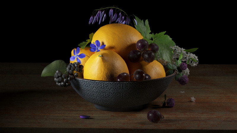 Bowl with lemons 3D-Modell .c4d .max .obj .3ds .fbx .stl .blend