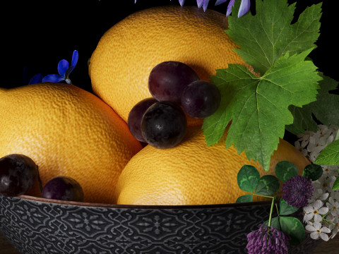 Bowl with lemons 3D-Modell