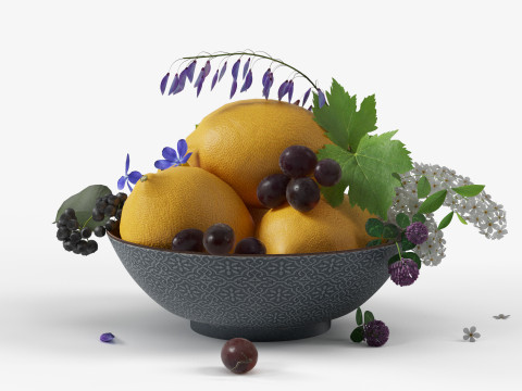 Bowl with lemons 3D-Modell