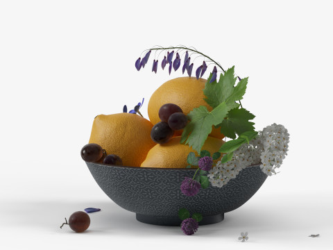 Bowl with lemons 3D-Modell