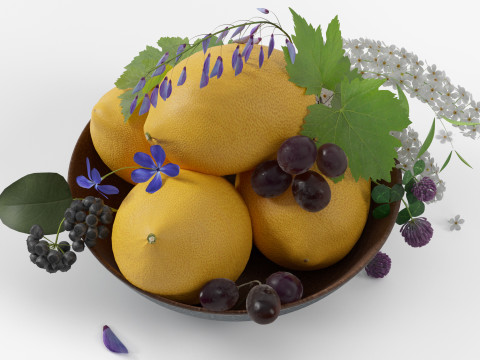Bowl with lemons 3D-Modell
