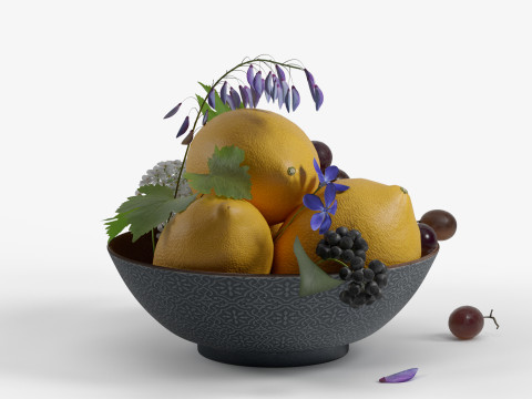 Bowl with lemons 3D-Modell