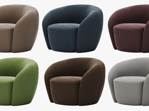 Modern Kadife Koltuk - Kişiselleştirilebilir Renk 3D Model