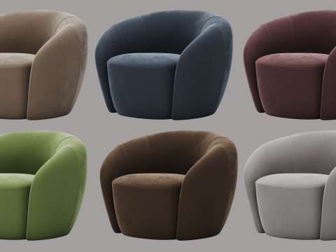 Modern Velvet Armchair - Customizable Color Model 3D