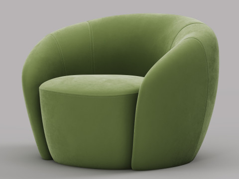 Modern Velvet Armchair - Customizable Color Model 3D