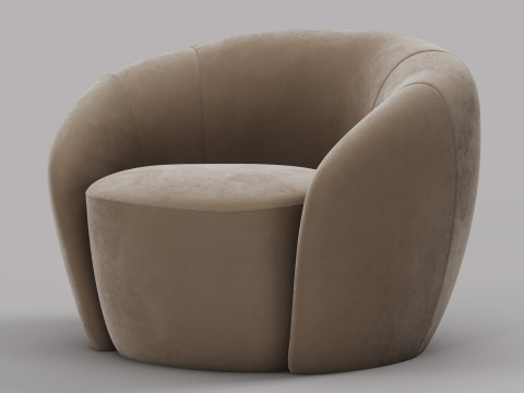 Modern Velvet Armchair - Customizable Color Model 3D