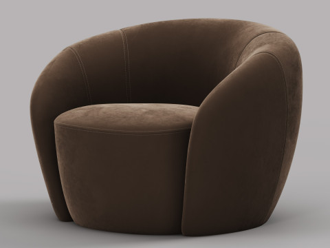 Modern Velvet Armchair - Customizable Color Model 3D
