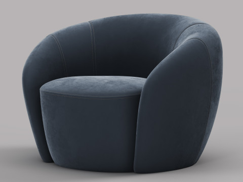 Modern Velvet Armchair - Customizable Color Model 3D