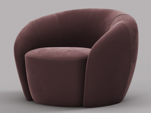 Modern Velvet Armchair - Customizable Color Model 3D