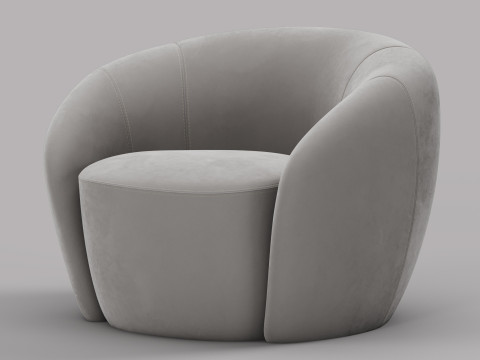 Modern Velvet Armchair - Customizable Color Model 3D