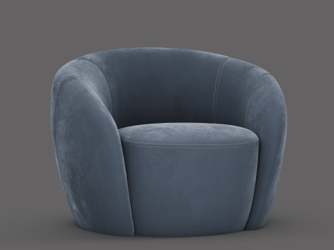 Modern Velvet Armchair - Customizable Color Model 3D