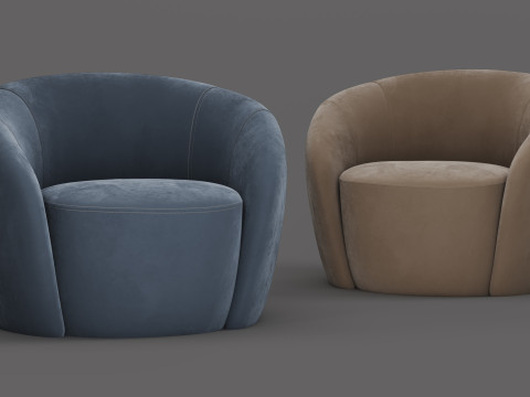 Modern Velvet Armchair - Customizable Color Model 3D