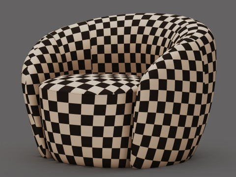 Modern Velvet Armchair - Customizable Color Model 3D