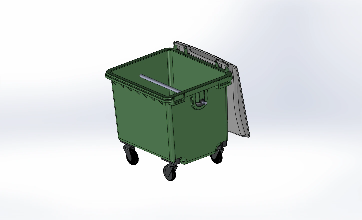1100 Lt Plastic Garbage Container Universal 3D Model .c4d .max .obj .3ds .fbx .stl .blend