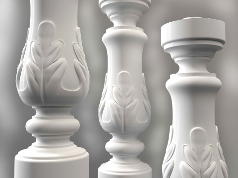 Baluster Column with leaves for cnc milling 3D print model 3D print model 3D Print Model