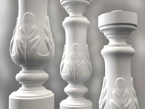 Baluster Column with leaves for cnc milling 3D print model 3D print model 3D Print Model