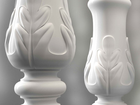 Baluster Column with leaves for cnc milling 3D print model 3D print model 3D Print Model