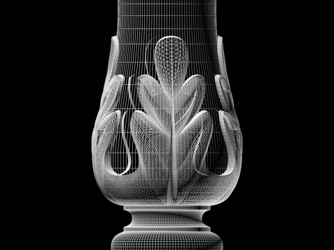 Baluster Column with leaves for cnc milling 3D print model 3D print model 3D Print Model