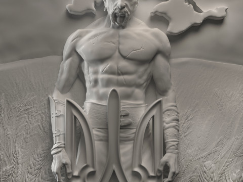 Picture of a Cossack with a trident Ukraine for a CNC machine 3D print model Modelo de Impressão 3D